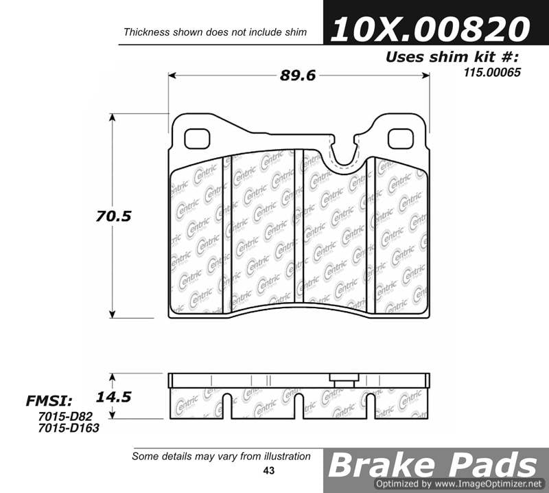 109.00820 Ultimate Brake Pad Centric Pair