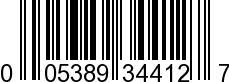 UPC-A <b>005389344120 / 0 05389 34412 0