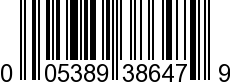 UPC-A <b>005389386476 / 0 05389 38647 6