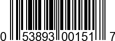 UPC-A <b>053893001517 / 0 53893 00151 7