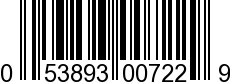 UPC-A <b>053893007229 / 0 53893 00722 9