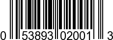 UPC-A <b>053893020013 / 0 53893 02001 3