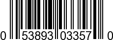 UPC-A <b>053893033570 / 0 53893 03357 0