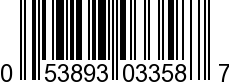 UPC-A <b>053893033587 / 0 53893 03358 7