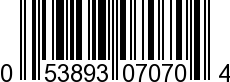 UPC-A <b>053893070704 / 0 53893 07070 4