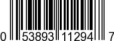 UPC-A <b>053893112947 / 0 53893 11294 7