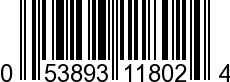 UPC-A <b>053893118024 / 0 53893 11802 4