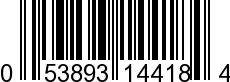 UPC-A <b>053893144184 / 0 53893 14418 4