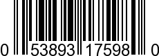 UPC-A <b>053893175980 / 0 53893 17598 0