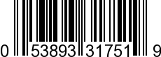 UPC-A <b>053893317519 / 0 53893 31751 9