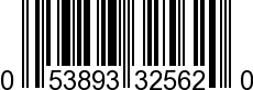 UPC-A <b>053893325620 / 0 53893 32562 0