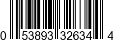 UPC-A <b>053893326344 / 0 53893 32634 4