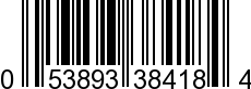 UPC-A <b>053893384184 / 0 53893 38418 4