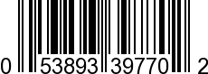 UPC-A <b>053893397702 / 0 53893 39770 2