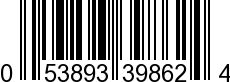 UPC-A <b>053893398624 / 0 53893 39862 4