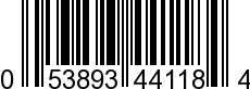 UPC-A <b>053893441184 / 0 53893 44118 4