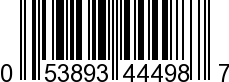 UPC-A <b>053893444987 / 0 53893 44498 7