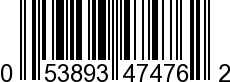 UPC-A <b>053893474762 / 0 53893 47476 2