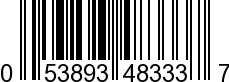 UPC-A <b>053893483337 / 0 53893 48333 7