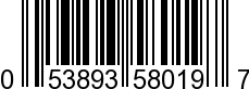 UPC-A <b>053893580197 / 0 53893 58019 7