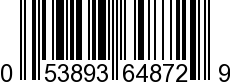 UPC-A <b>053893648729 / 0 53893 64872 9