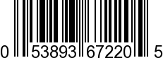 UPC-A <b>053893672205 / 0 53893 67220 5