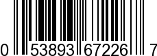 UPC-A <b>053893672267 / 0 53893 67226 7