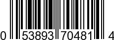 UPC-A <b>053893704814 / 0 53893 70481 4