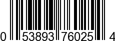 UPC-A <b>053893760254 / 0 53893 76025 4