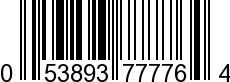 UPC-A <b>053893777764 / 0 53893 77776 4