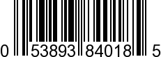 UPC-A <b>053893840185 / 0 53893 84018 5