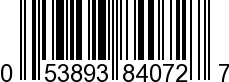 UPC-A <b>053893840727 / 0 53893 84072 7
