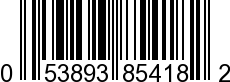 UPC-A <b>053893854182 / 0 53893 85418 2