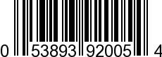 UPC-A <b>053893920054 / 0 53893 92005 4