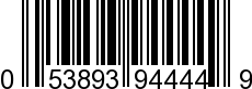 UPC-A <b>053893944449 / 0 53893 94444 9