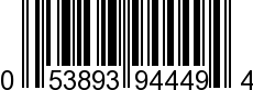 UPC-A <b>053893944494 / 0 53893 94449 4