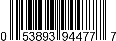 UPC-A <b>053893944777 / 0 53893 94477 7