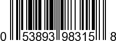 UPC-A <b>053893983158 / 0 53893 98315 8