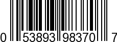 UPC-A <b>053893983707 / 0 53893 98370 7