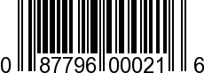 UPC-A <b>087796000216 / 0 87796 00021 6