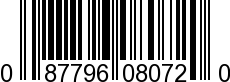 UPC-A <b>087796080720 / 0 87796 08072 0