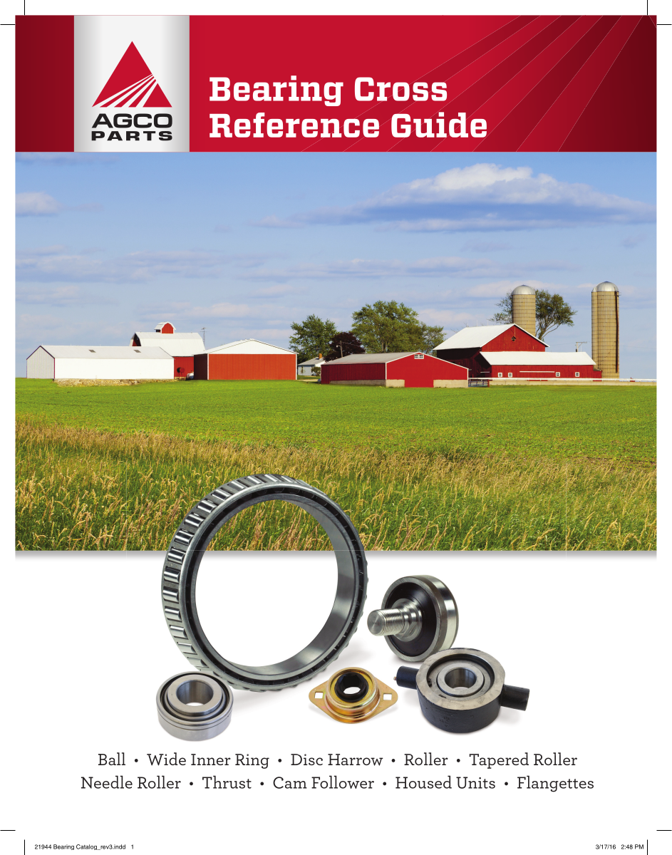 AGCO Parts Bearing Cross Reference Guide first page preview