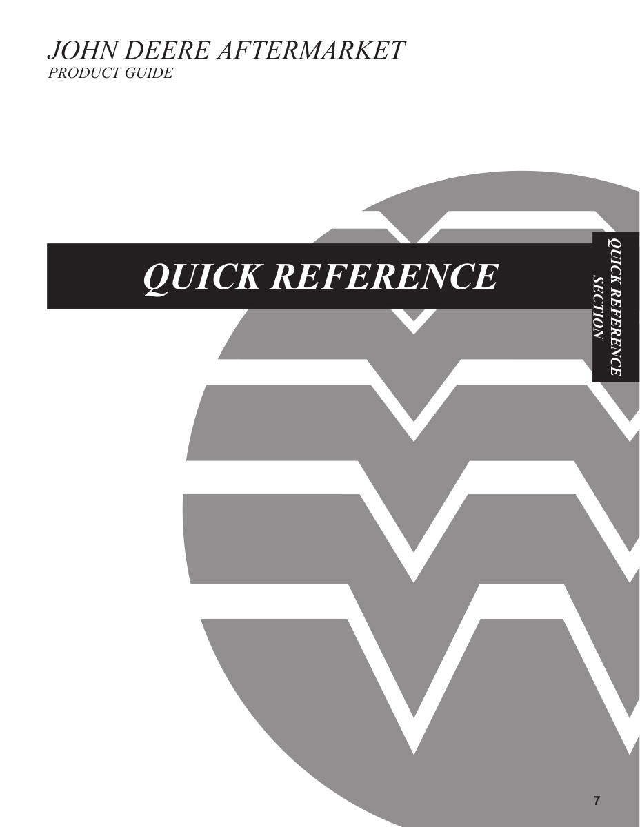 John Deere Aftermarket Product Guide Quick Reference Section first page preview