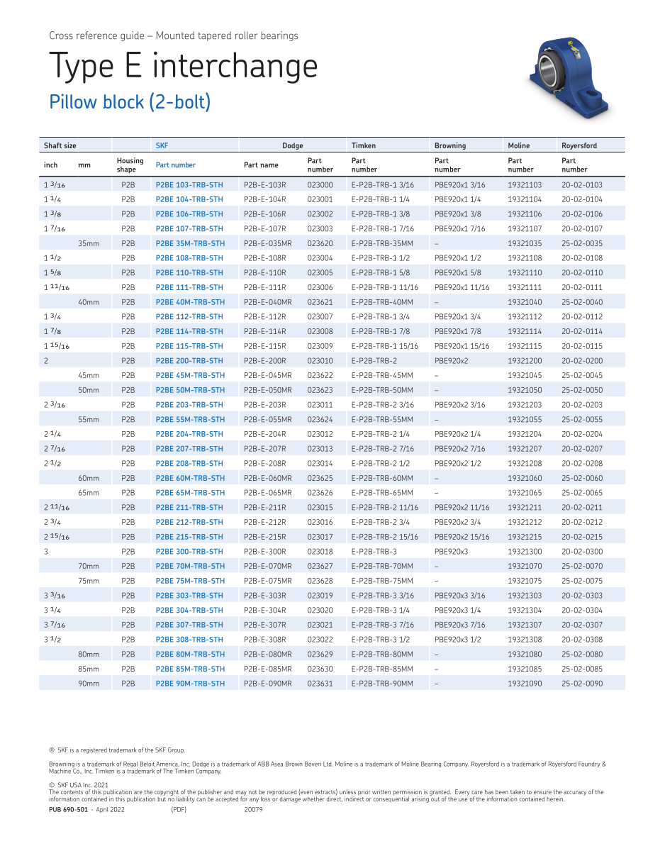 SKF Type E Interchange – Mounted Tapered Roller Bearings first page preview