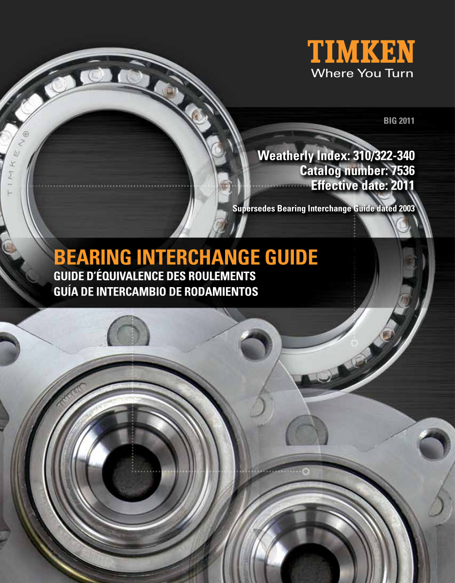 Timken Bearing Interchange Guide first page preview