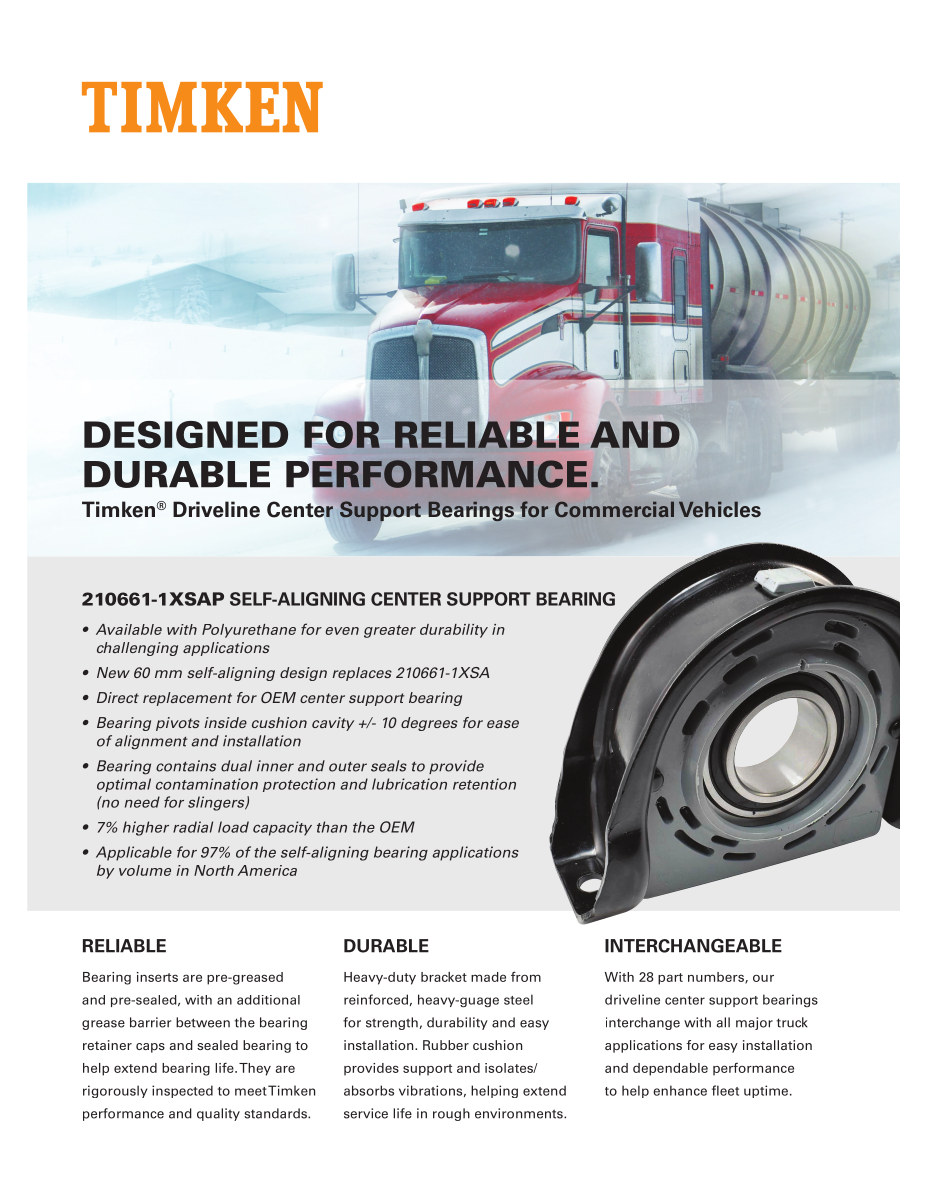 Timken Commercial Vehicle Driveline Center Support Bearings Interchange Guide first page preview