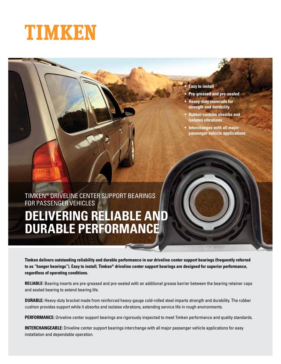 Timken Interchange Guide: Driveline Center Support Bearings for Passenger Vehicles first page preview