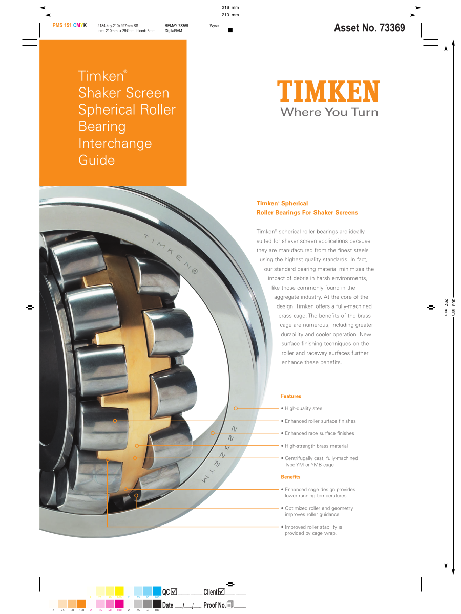 Timken Shaker Screen Spherical Roller Bearing Interchange Guide first page preview