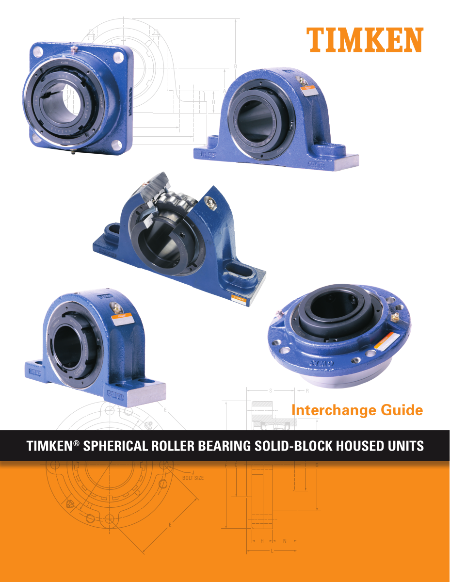 Timken Spherical Roller Bearing Solid-Block Housed Units Interchange Guide first page preview