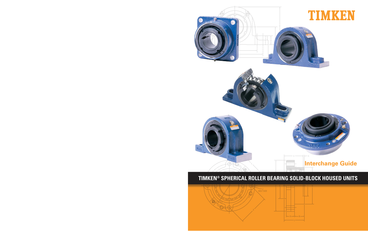 Timken Spherical Roller Bearing Solid-Block Housed Units Interchange Guide first page preview